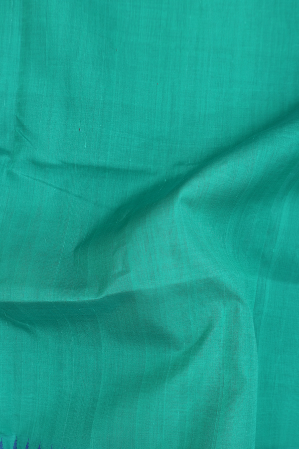 Traditional Silk Cotton Saree In Green With Contrast Border