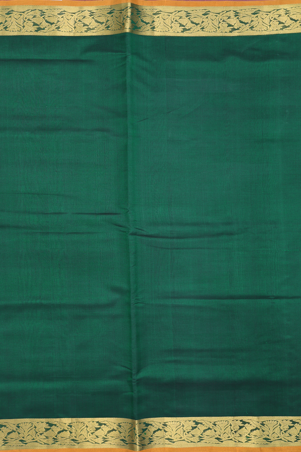 Traditional Silk Cotton Saree In Green With Floral Border