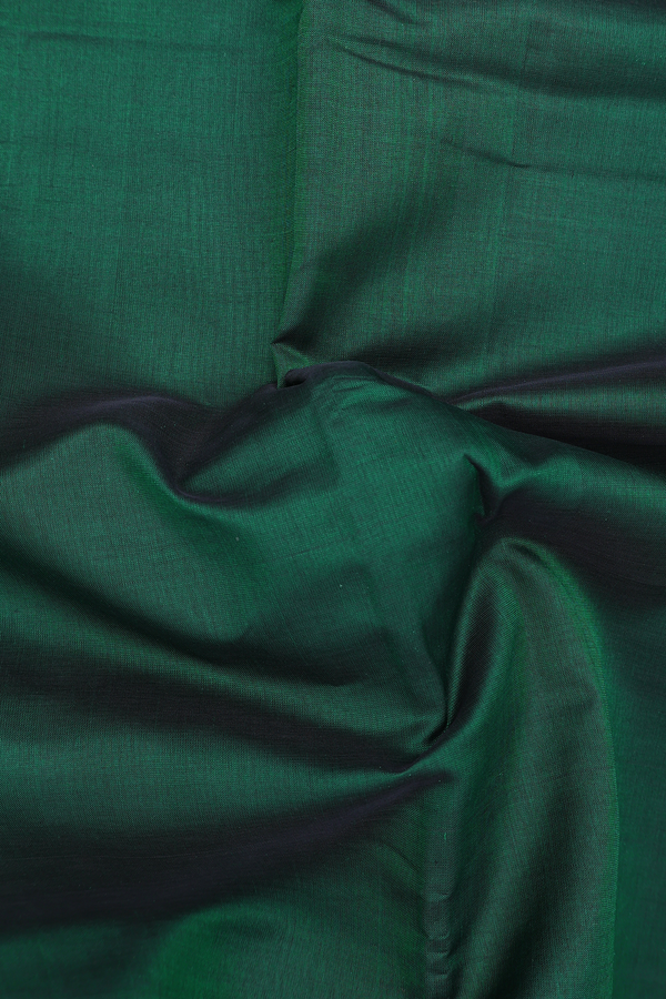 Traditional Silk Cotton Saree In Green With Floral Border