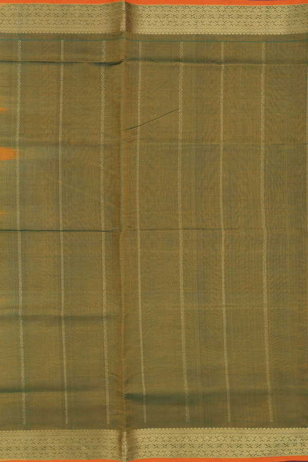 Traditional Silk Cotton Saree In Green With Neli Design