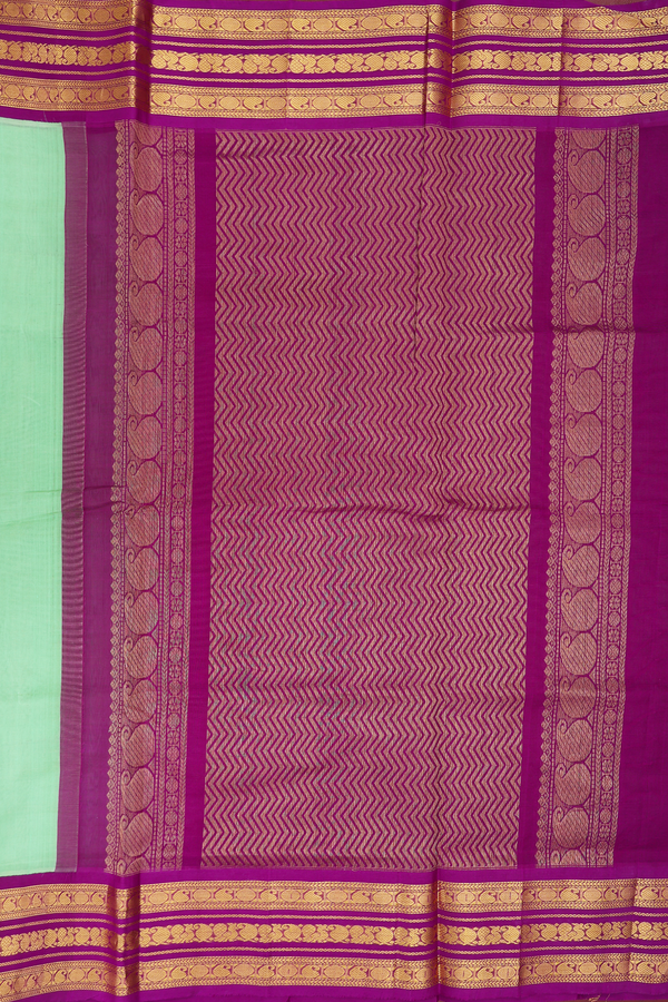 Traditional Silk Cotton Saree In Green With Paisley Buttas