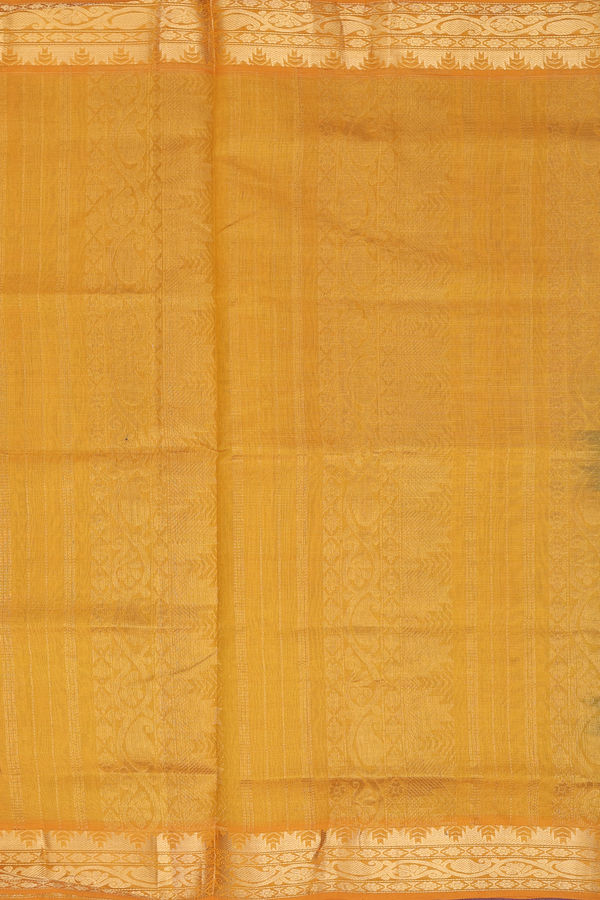 Traditional Silk Cotton Saree In Green With Paisley Buttas