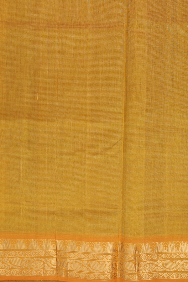 Traditional Silk Cotton Saree In Green With Paisley Buttas