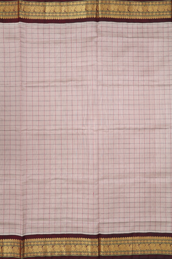 Traditional Silk Cotton Saree In Grey With Checks Design