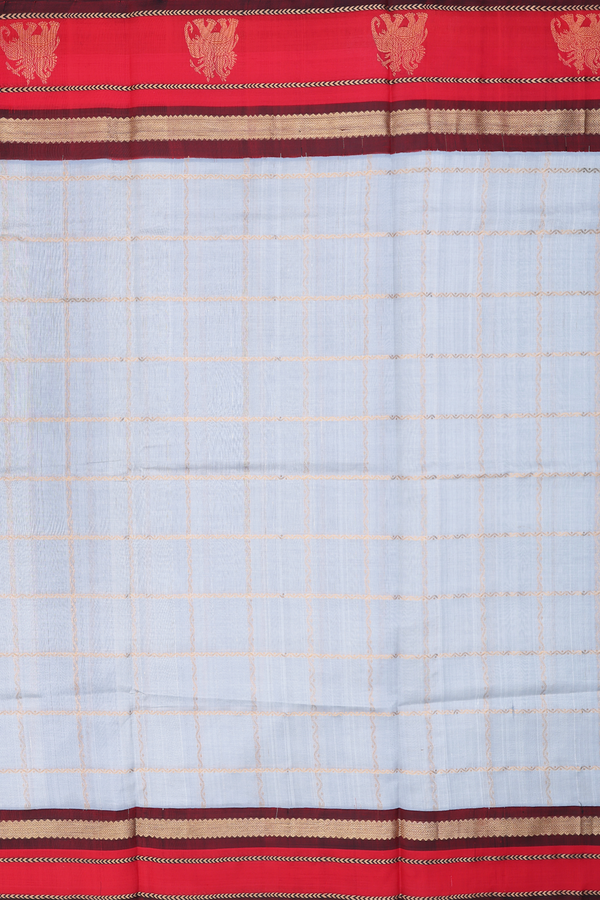 Traditional Silk Cotton Saree In Grey With Checks Design