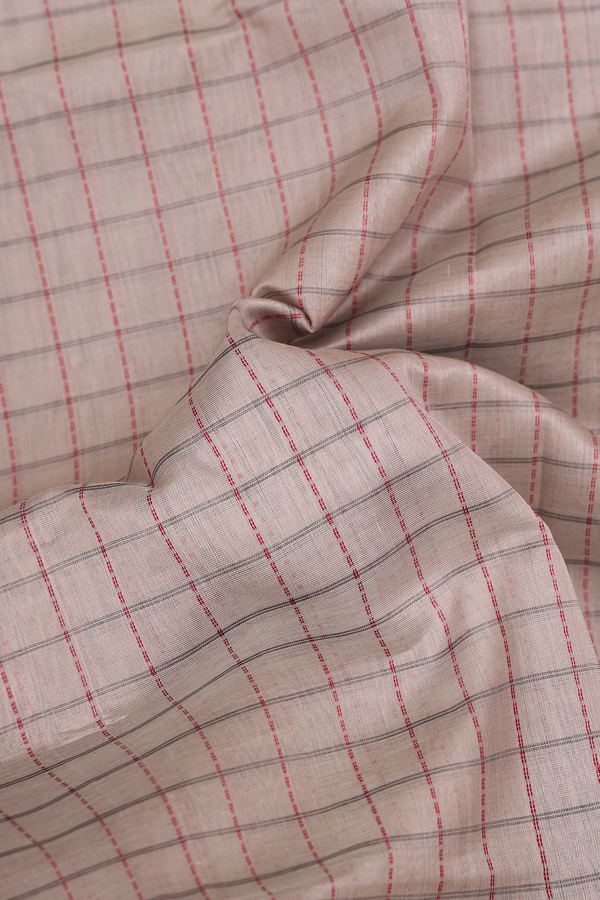 Traditional Silk Cotton Saree In Grey With Checks Design
