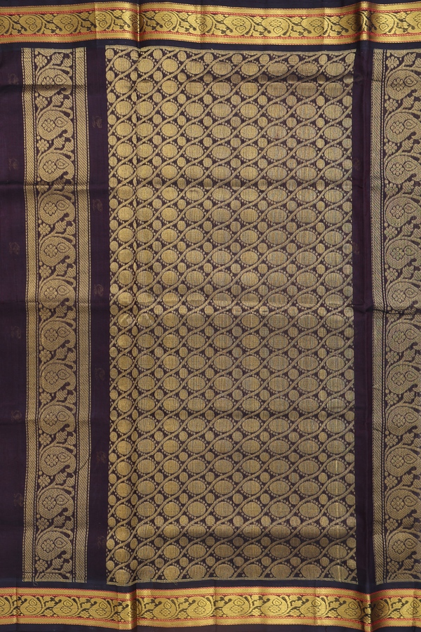 Traditional Silk Cotton Saree In Grey With Zari Buttas
