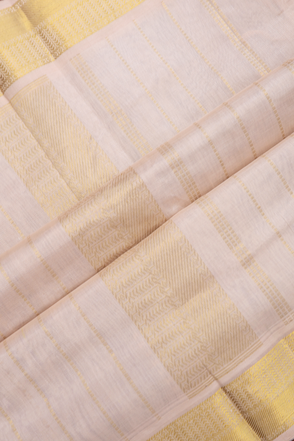 Traditional Silk Cotton Saree In Indigo Blue With Zari Stripes