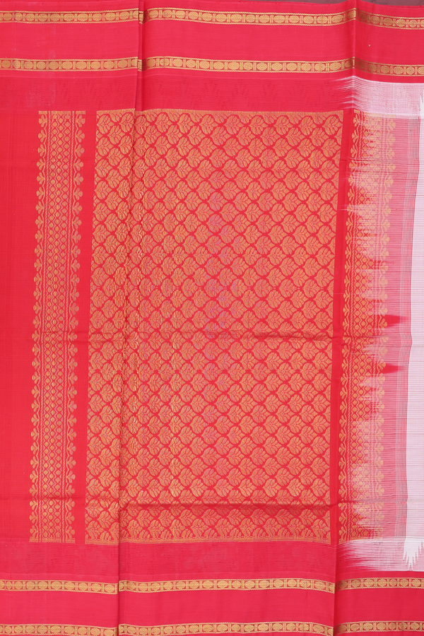 Traditional Silk Cotton Saree In Ivory With Checks Design