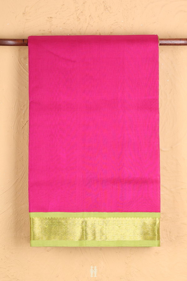 Traditional Silk Cotton Saree In Magenta With Contrast Border