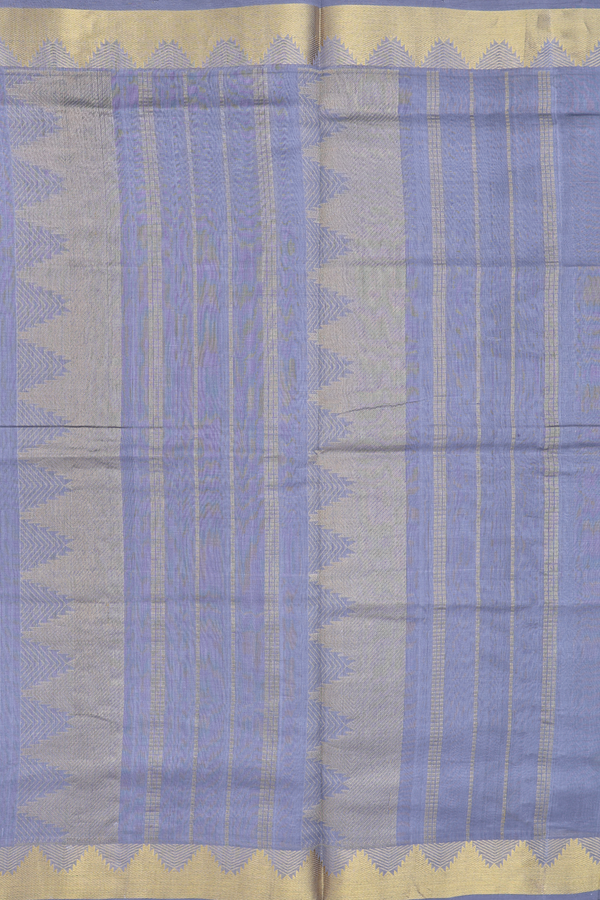 Traditional Silk Cotton Saree In Navy Blue With Zari Buttas