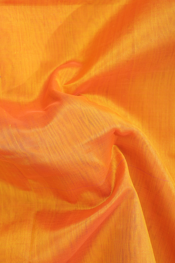 Traditional Silk Cotton Saree In Orange With Chevron Border