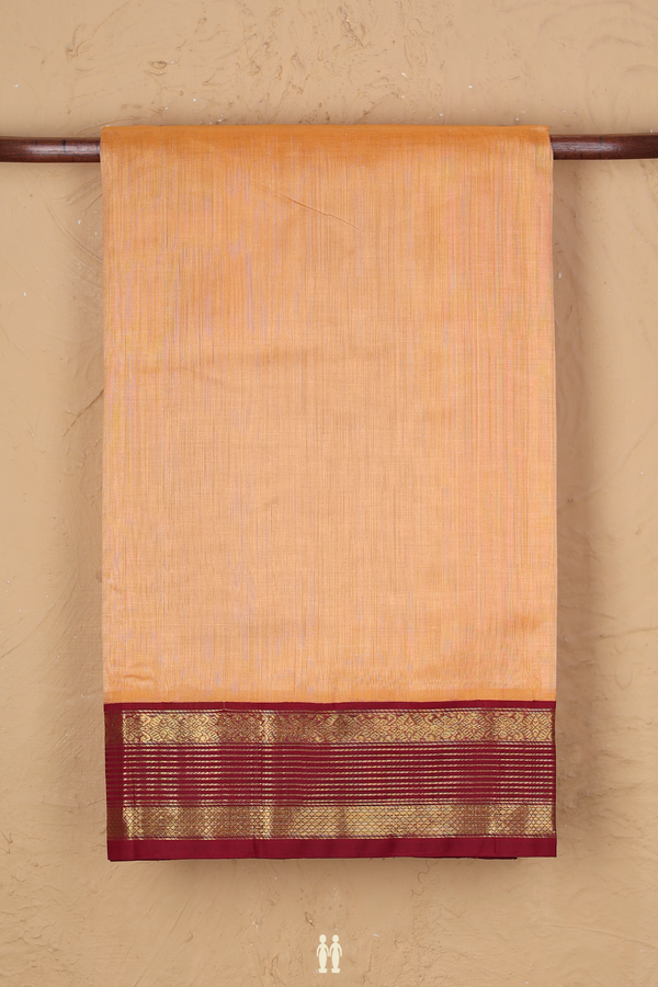 Traditional Silk Cotton Saree In Orange With Contrast Border