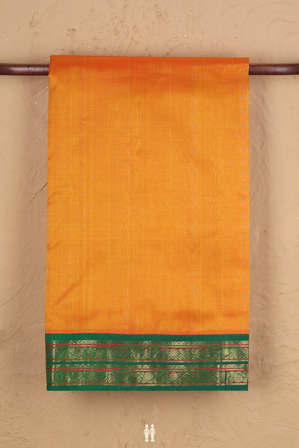 Traditional Silk Cotton Saree In Orange With Contrast Border
