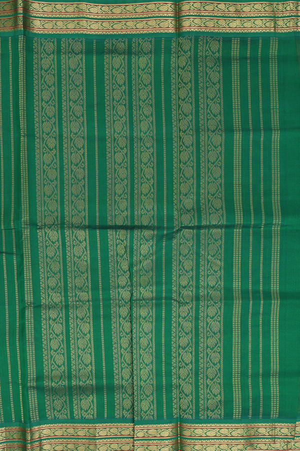Traditional Silk Cotton Saree In Orange With Contrast Border