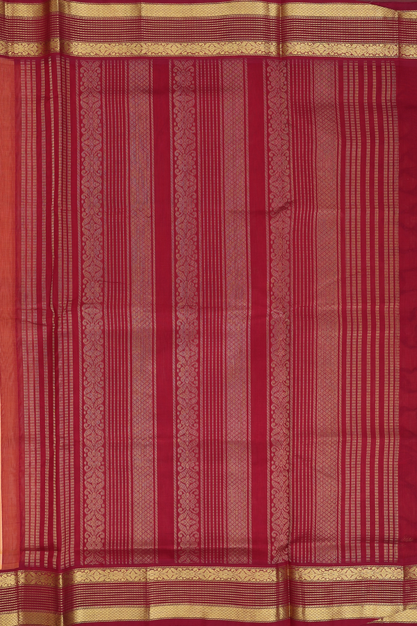 Traditional Silk Cotton Saree In Orange With Contrast Border