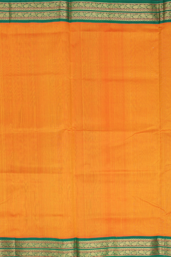 Traditional Silk Cotton Saree In Orange With Contrast Border