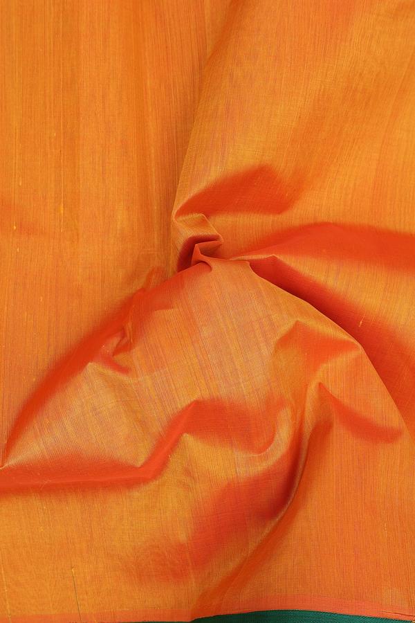 Traditional Silk Cotton Saree In Orange With Contrast Border