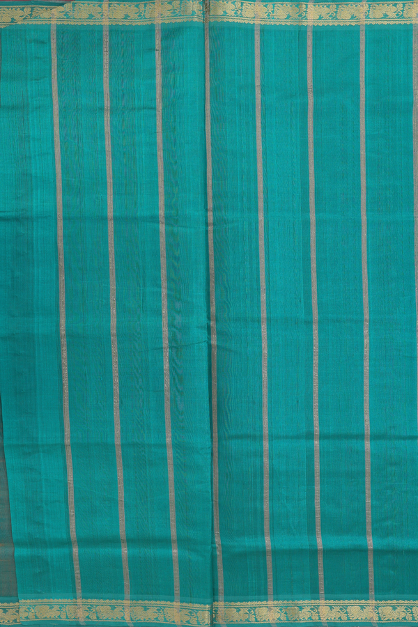 Traditional Silk Cotton Saree In Orange With Peacock Border