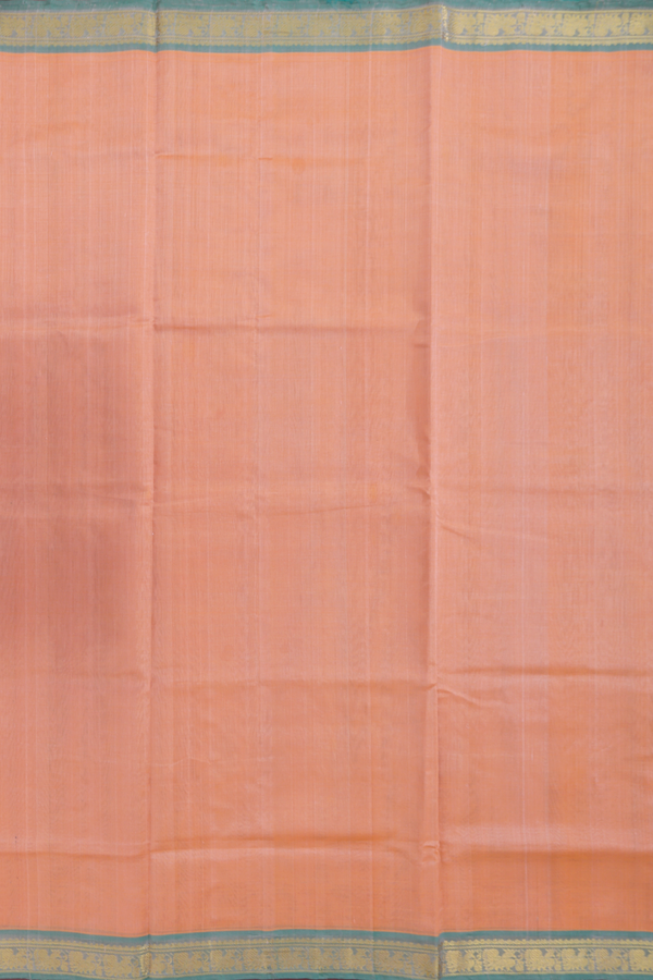 Traditional Silk Cotton Saree In Orange With Peacock Border