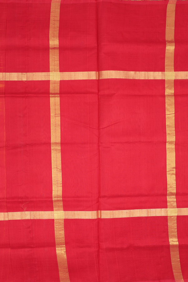 Traditional Silk Cotton Saree In Orange With Stripes Design