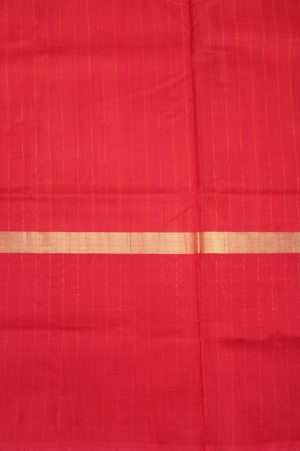 Traditional Silk Cotton Saree In Orange With Stripes Design