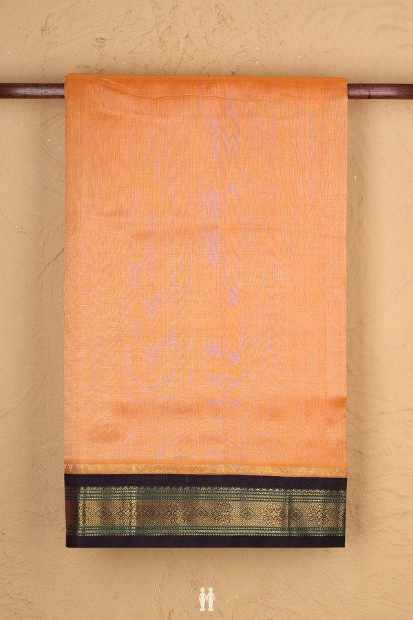Traditional Silk Cotton Saree In Orange With Zari Border