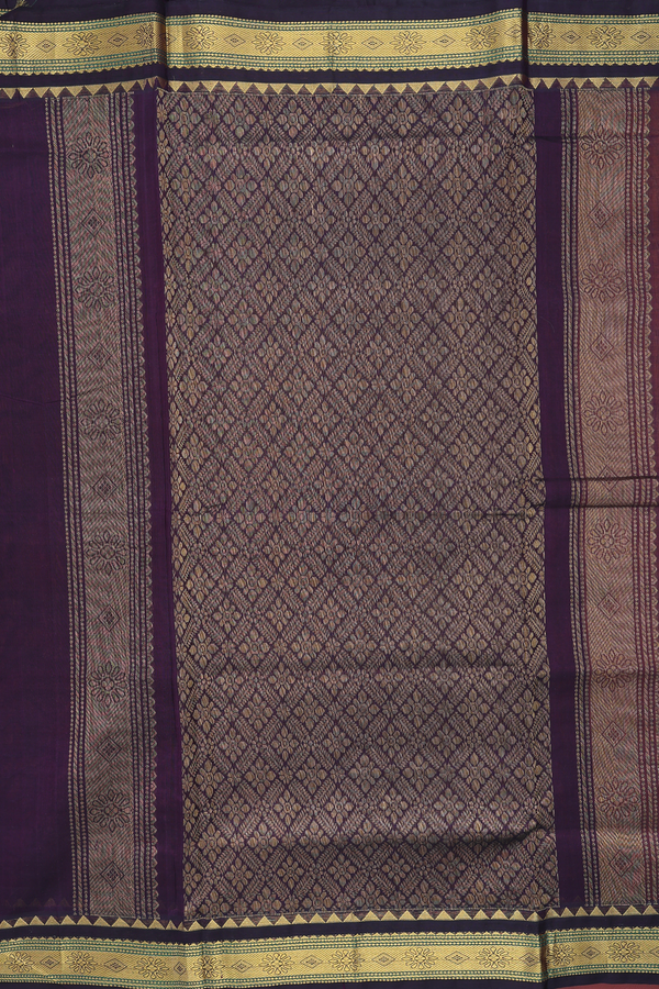 Traditional Silk Cotton Saree In Orange With Zari Border