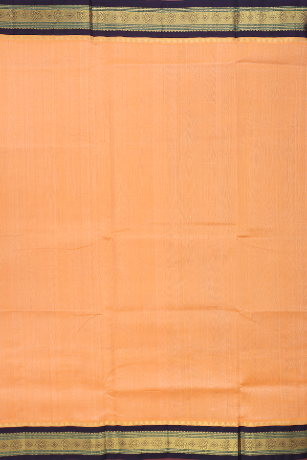 Traditional Silk Cotton Saree In Orange With Zari Border