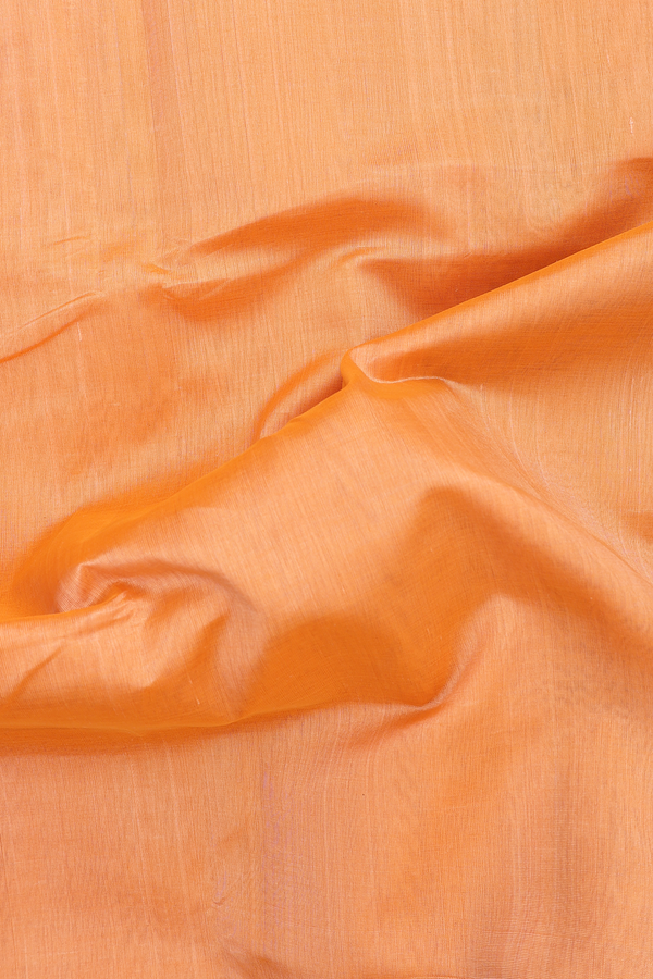 Traditional Silk Cotton Saree In Orange With Zari Border