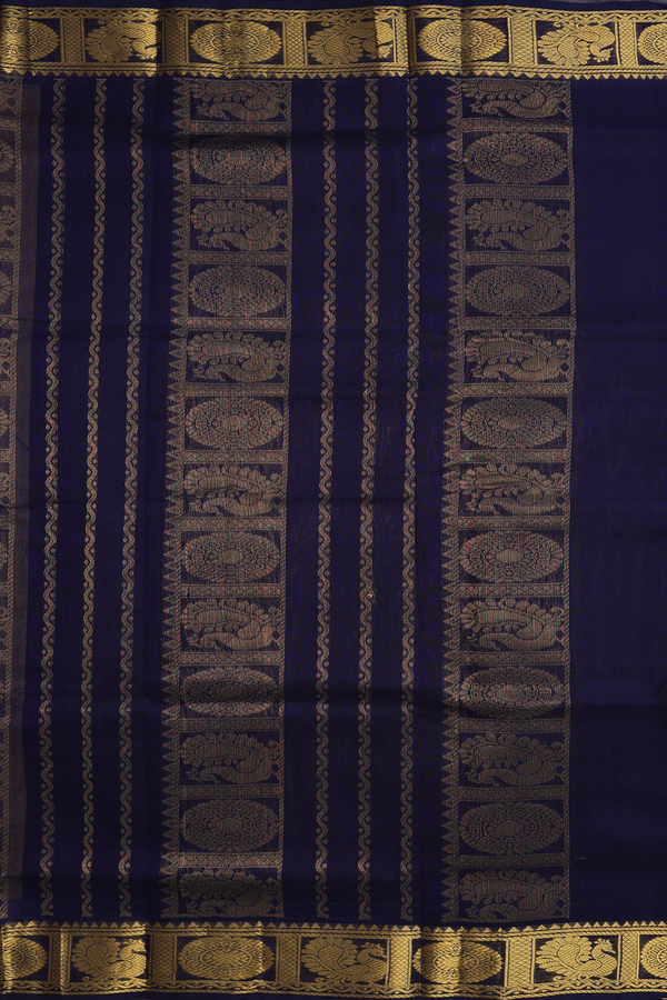 Traditional Silk Cotton Saree In Pale Yellow With Zari Border