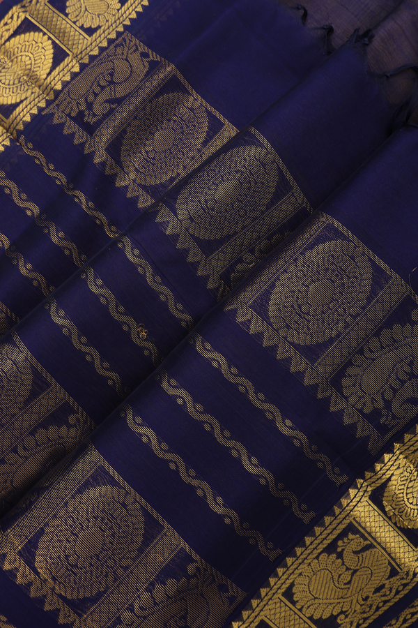 Traditional Silk Cotton Saree In Pale Yellow With Zari Border