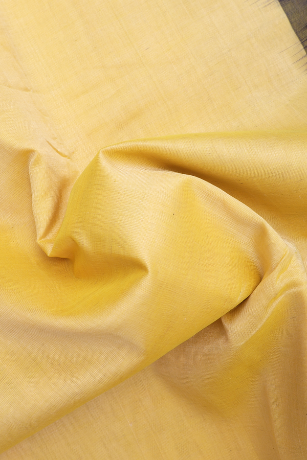 Traditional Silk Cotton Saree In Pale Yellow With Zari Border