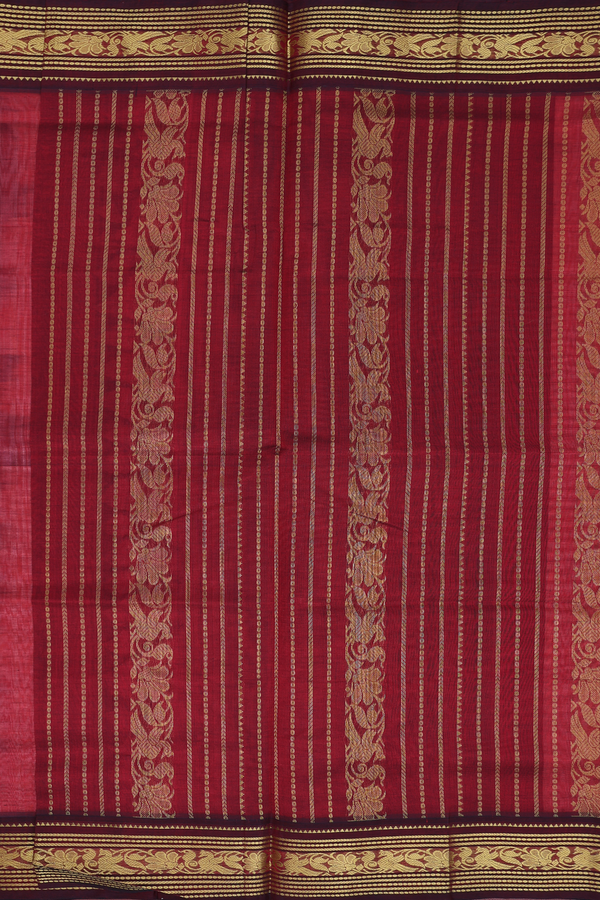 Traditional Silk Cotton Saree In Peach With Contrast Border