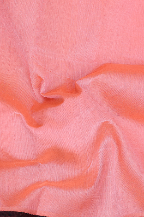 Traditional Silk Cotton Saree In Peach With Contrast Border