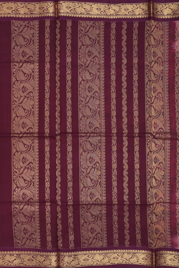 Traditional Silk Cotton Saree In Peach With Printed Design