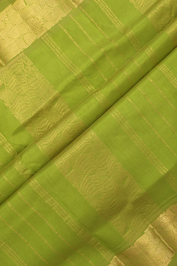 Traditional Silk Cotton Saree In Peanut Brown With Zari Border