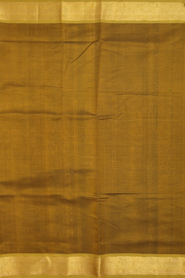 Traditional Silk Cotton Saree In Peanut Brown With Zari Border