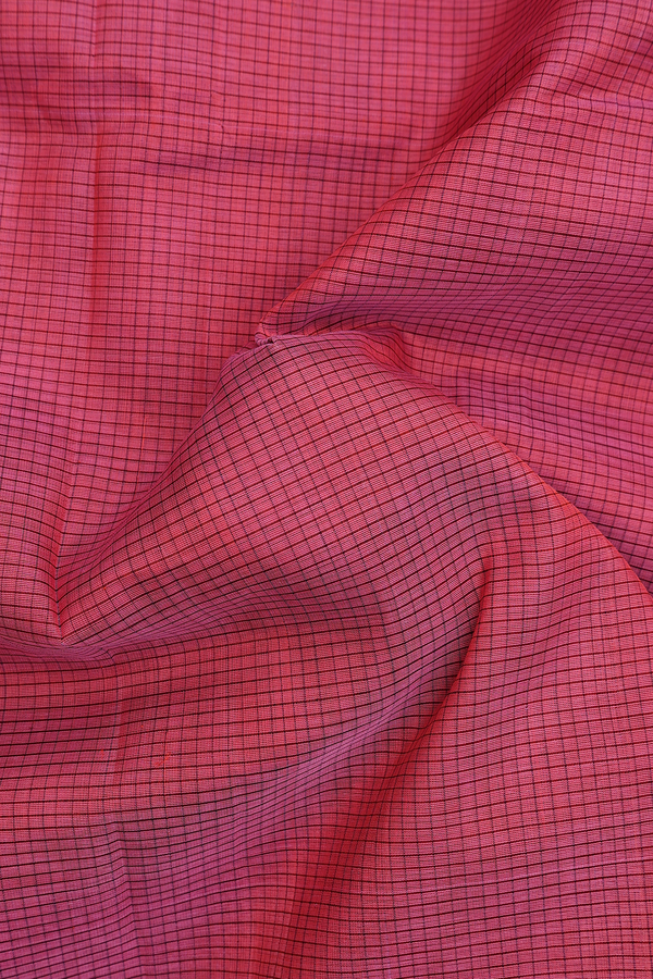 Traditional Silk Cotton Saree In Pink With Checks Design
