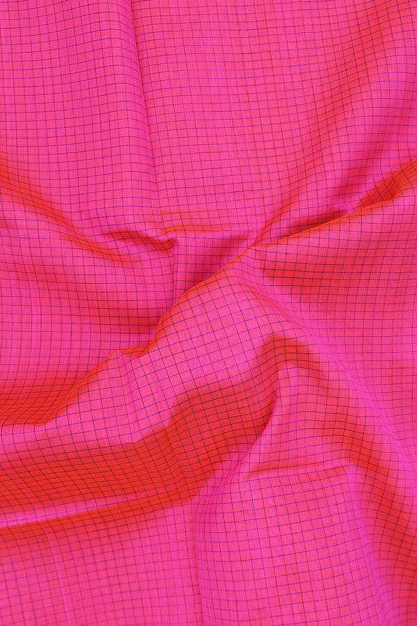 Traditional Silk Cotton Saree In Pink With Checks Design