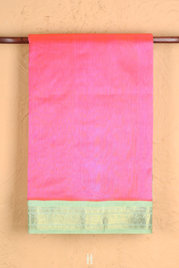 Traditional Silk Cotton Saree In Pink With Contrast Border