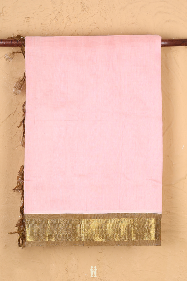 Traditional Silk Cotton Saree In Pink With Contrast Border