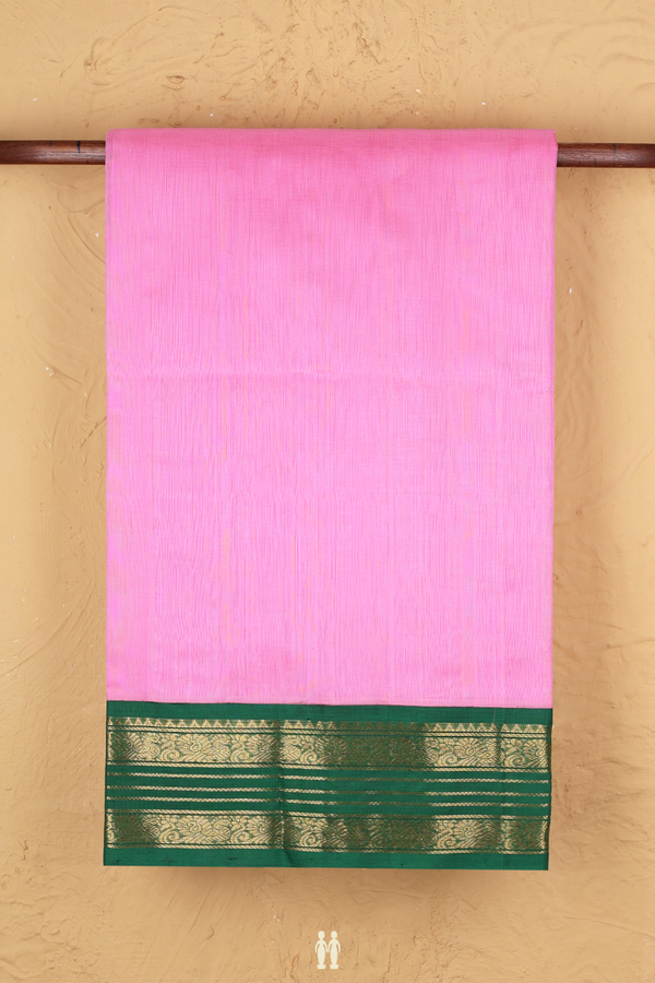 Traditional Silk Cotton Saree In Pink With Contrast Border
