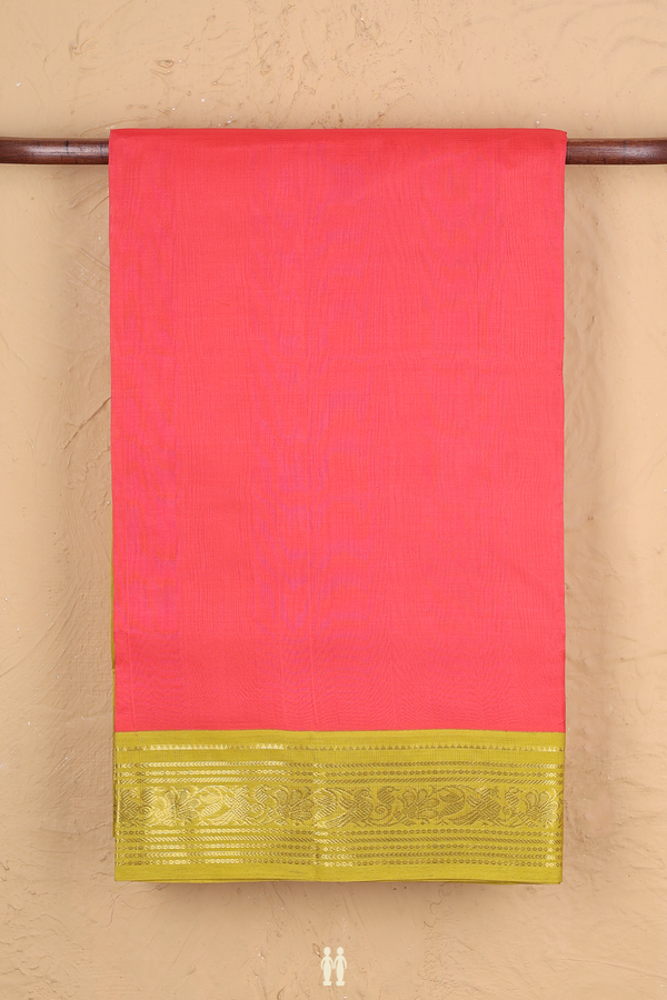 Traditional Silk Cotton Saree In Pink With Contrast Border