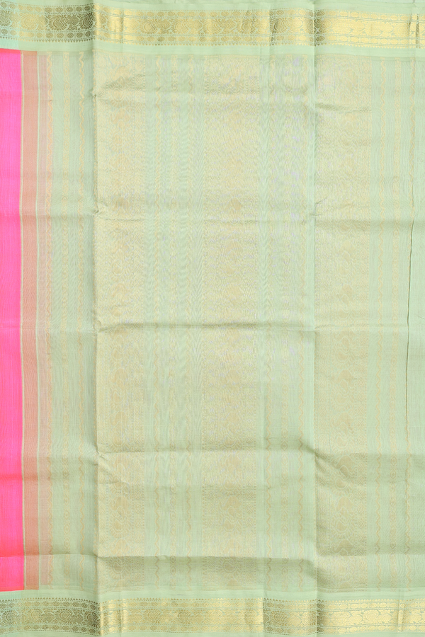 Traditional Silk Cotton Saree In Pink With Contrast Border