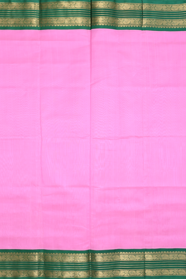 Traditional Silk Cotton Saree In Pink With Contrast Border