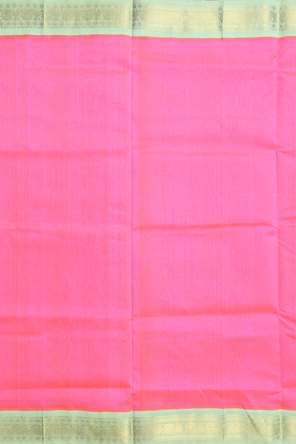 Traditional Silk Cotton Saree In Pink With Contrast Border