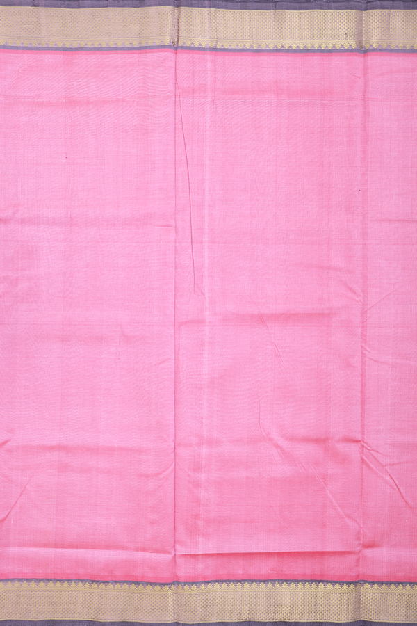 Traditional Silk Cotton Saree In Pink With Contrast Border