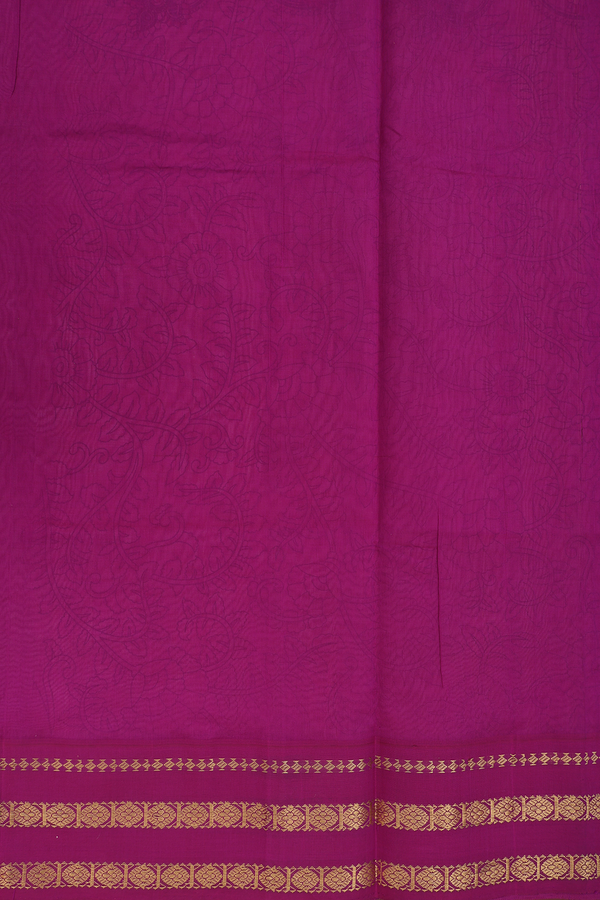 Traditional Silk Cotton Saree In Pink With Floral Design