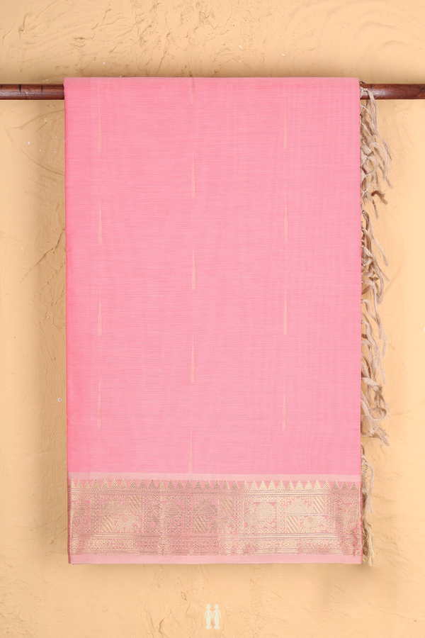 Traditional Silk Cotton Saree In Pink With Malli Moggu Buttas